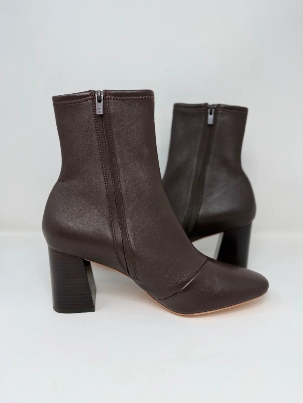 New Loeffler Randall Elise Brown Leather Stretch Bootie Sz 9.5